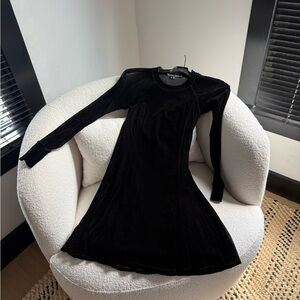 Theory black velvet mini dress
